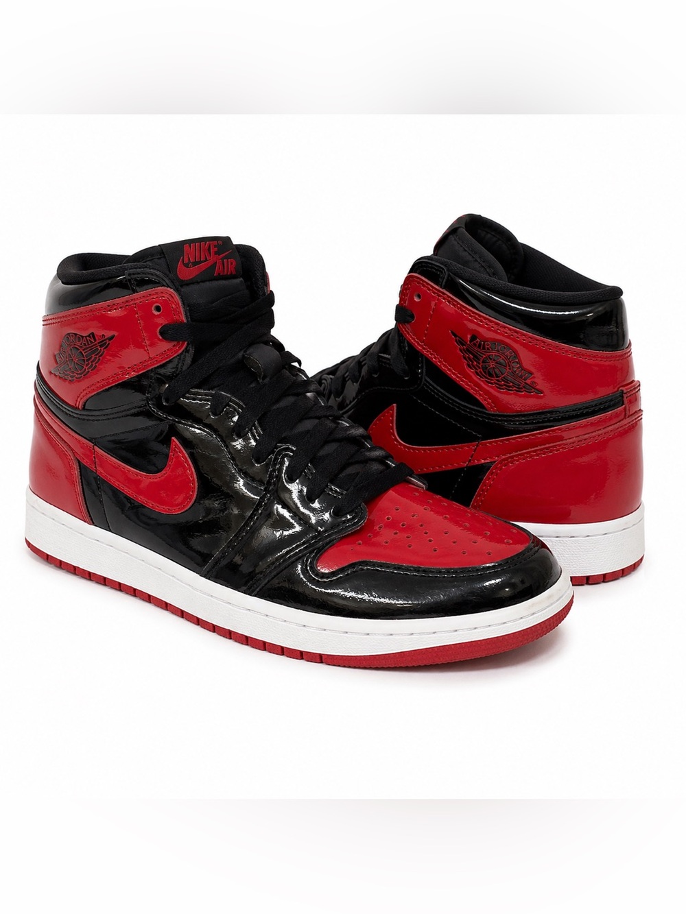 Nike Air Jordan 1 High Patent Leather - Black & Red Men's Sneakers Size 8 Men